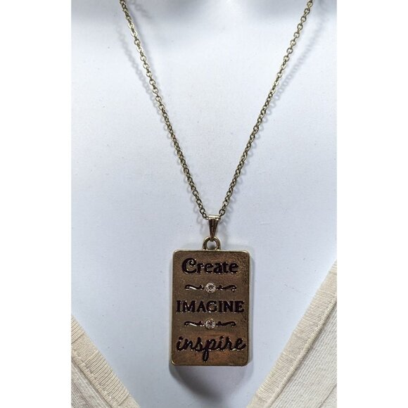 Create Imagine Inspire Gold Tone Necklace With Purple Enamel And Rhinestones - Picture 4 of 5